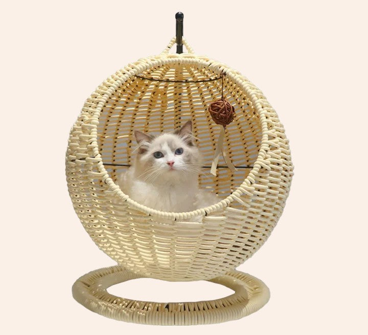 Elegante Katzenschaukel aus Rattan-woodycats