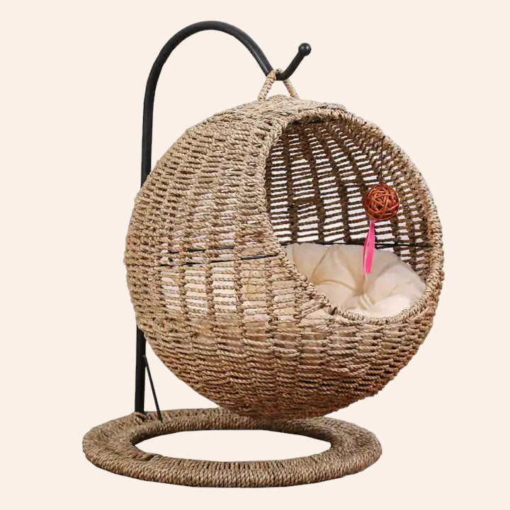 Elegante Katzenschaukel aus Rattan-woodycats