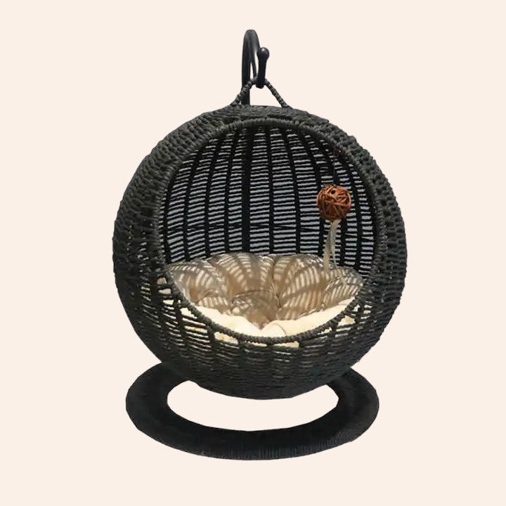 Elegante Katzenschaukel aus Rattan-woodycats