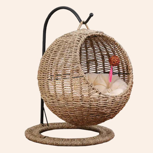 Elegante Katzenschaukel aus Rattan-woodycats
