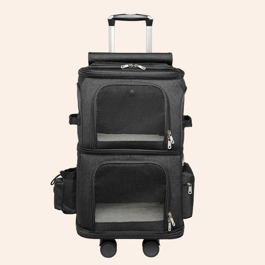 FlexiTravel Dual-Compartment Katzenkoffer mit Rädern-woodycats