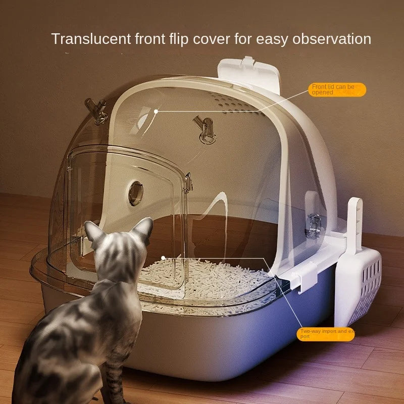 Clarino – Katzentoilette mit Sichtfenster & Anti-Streu-System-woodycats
